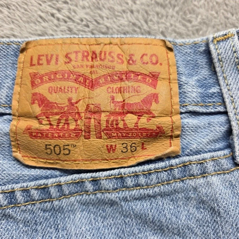 Levis‎ 505 Shorts Mens 36 Regular Straight Dad Jorts Mid Rise Light Wash Denim